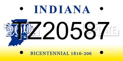 TZ20587 Indiana License Plate