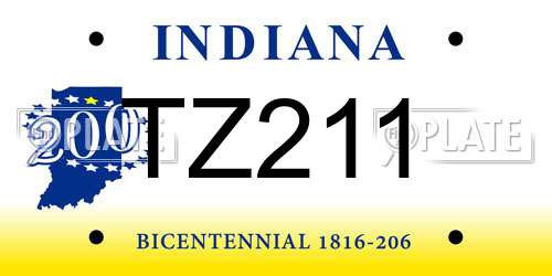 TZ211 Indiana License Plate