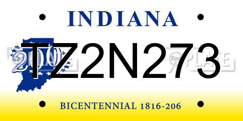 TZ2N273 Indiana License Plate
