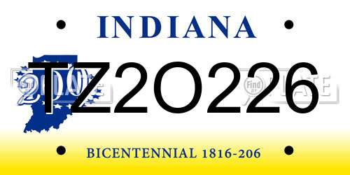 TZ2O226 Indiana License Plate