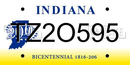 TZ2O595 Indiana License Plate