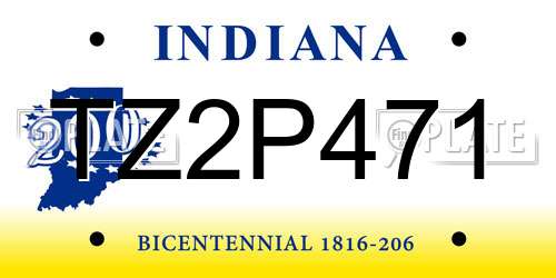 TZ2P471 Indiana License Plate