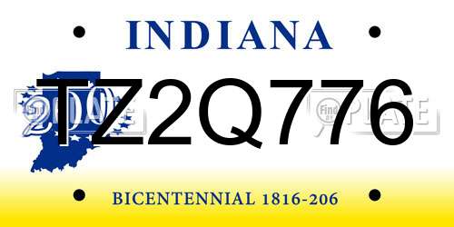 TZ2Q776 Indiana License Plate