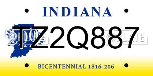 TZ2Q887 Indiana License Plate