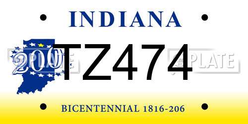 TZ474 Indiana License Plate