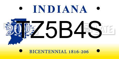 TZ5B4S Indiana License Plate