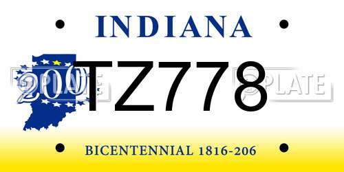 TZ778 Indiana License Plate