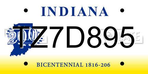 TZ7D895 Indiana License Plate