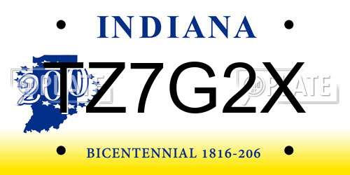 TZ7G2X Indiana License Plate