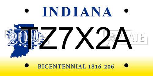 TZ7X2A Indiana License Plate