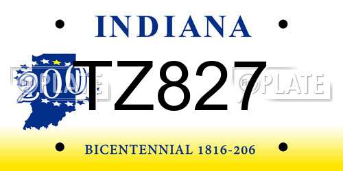 TZ827 Indiana License Plate
