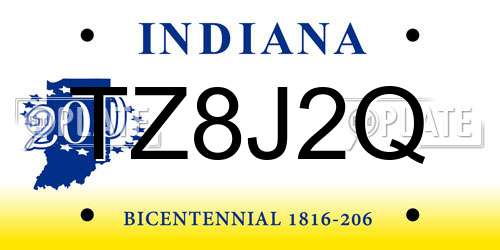 TZ8J2Q Indiana License Plate