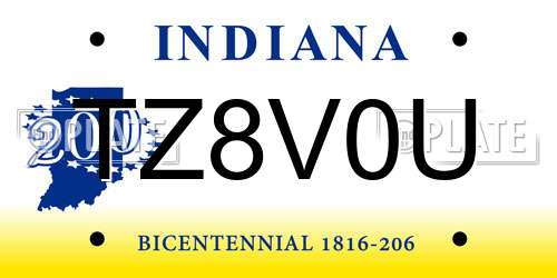 TZ8V0U Indiana License Plate