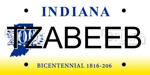 TZABEEB Indiana License Plate