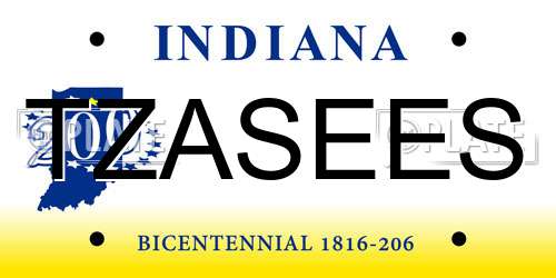 TZASEES Indiana License Plate