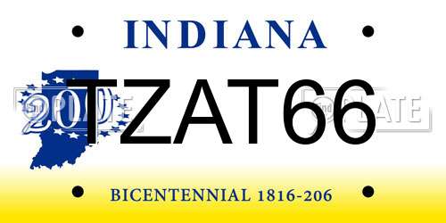 TZAT66 Indiana License Plate