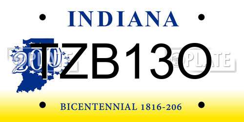 TZB13O Indiana License Plate