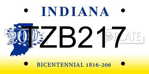 TZB217 Indiana License Plate