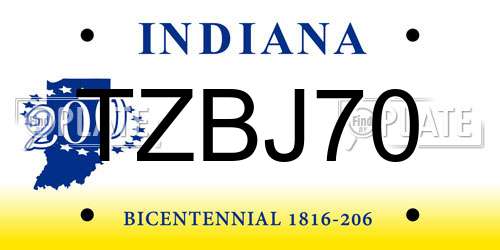 TZBJ70 Indiana License Plate