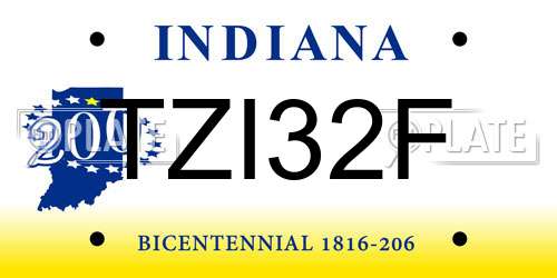 TZI32F Indiana License Plate