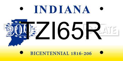 TZI65R Indiana License Plate