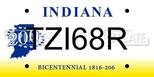 TZI68R Indiana License Plate