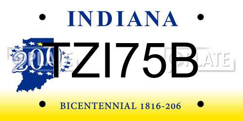 TZI75B Indiana License Plate