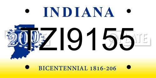 TZI9155 Indiana License Plate