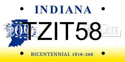 TZIT58 Indiana License Plate