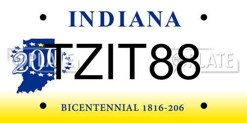 TZIT88 Indiana License Plate
