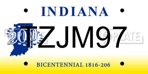 TZJM97 Indiana License Plate
