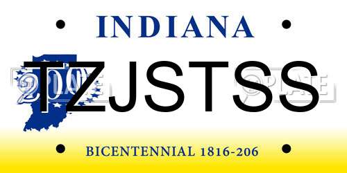 TZJSTSS Indiana License Plate