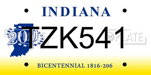 TZK541 Indiana License Plate