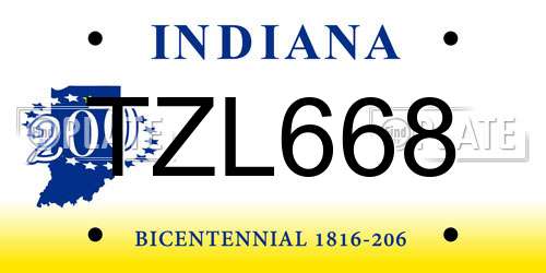 TZL668 Indiana License Plate