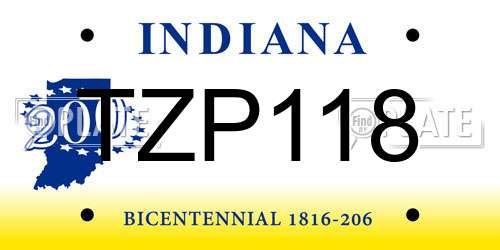 TZP118 Indiana License Plate