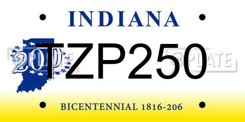 TZP250 Indiana License Plate