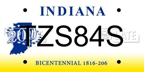 TZS84S Indiana License Plate