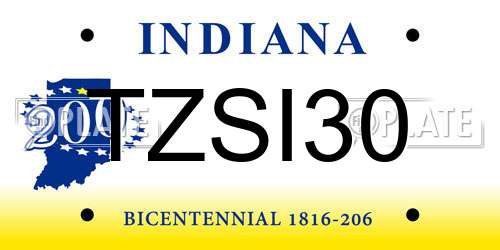 TZSI30 Indiana License Plate