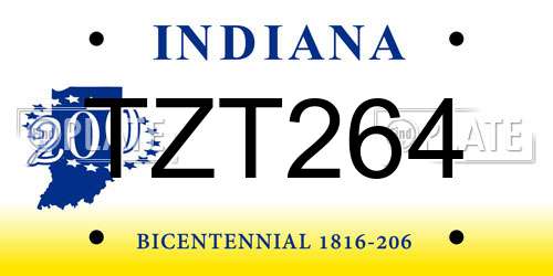 TZT264 Indiana License Plate