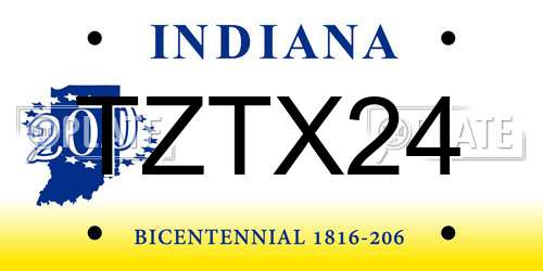 TZTX24 Indiana License Plate