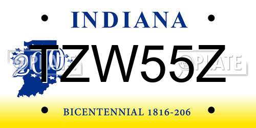 TZW55Z Indiana License Plate