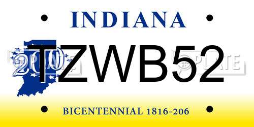 TZWB52 Indiana License Plate