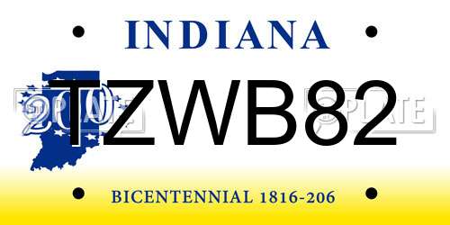 TZWB82 Indiana License Plate