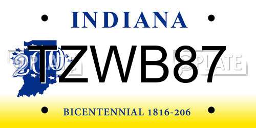 TZWB87 Indiana License Plate