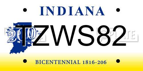TZWS82 Indiana License Plate