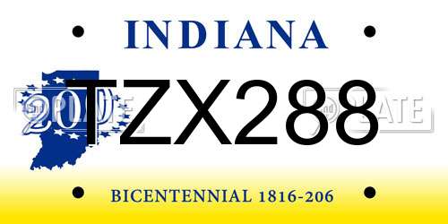 TZX288 Indiana License Plate