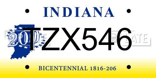 TZX546 Indiana License Plate