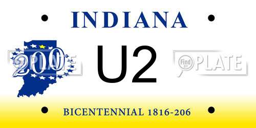 U2 Indiana License Plate