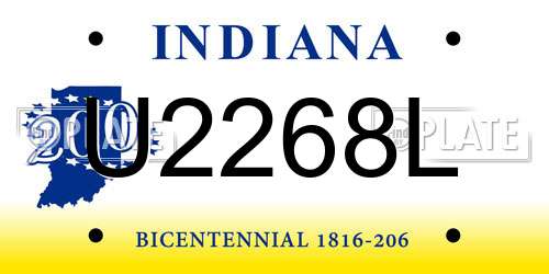 U2268L Indiana License Plate