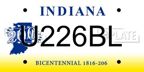 U226BL Indiana License Plate